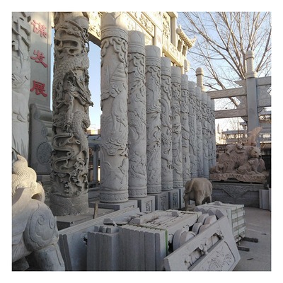 双独立石材雕刻机 汇通大型加工石龙柱石狮子汉白玉柱精细雕刻工厂直销